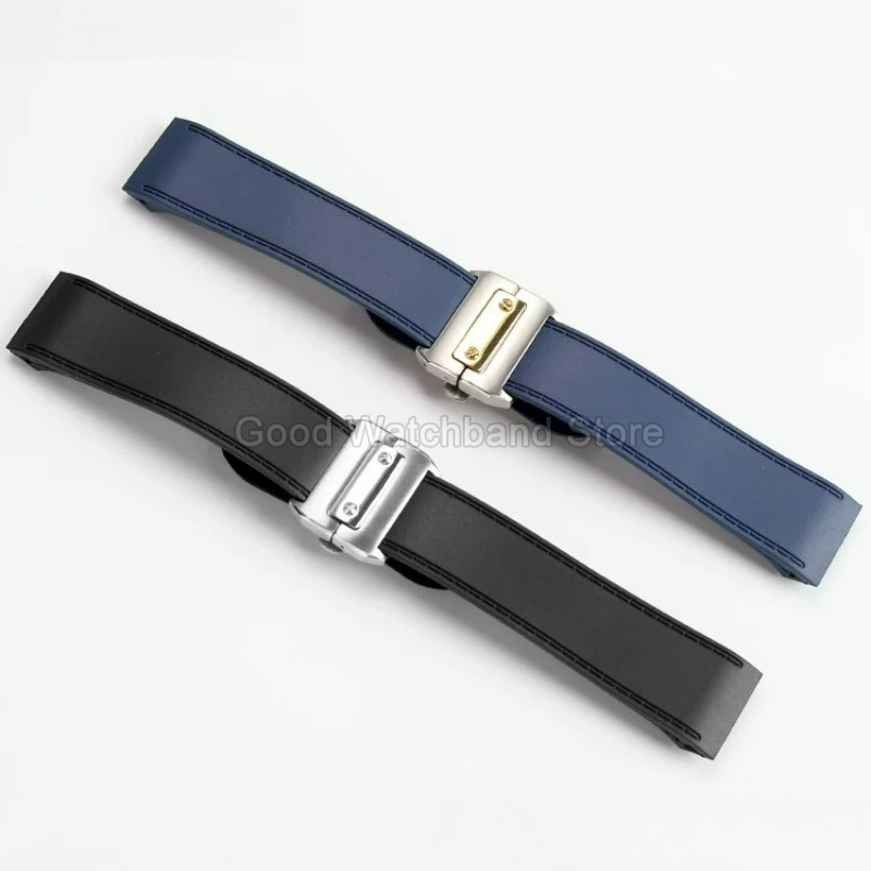 Black Blue High Quality Rubber - Cartier Watch Santos ulasan dan harga
