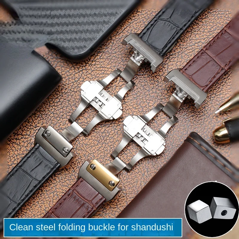 Genuine Leather Watchband for  - Cartier Watch Santos ulasan dan harga