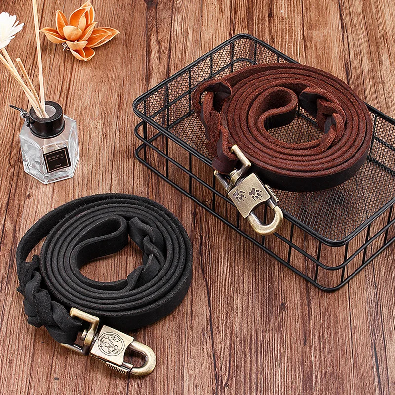 Genuine Leather Dog Leash - To - Leather Strap Quick Release ulasan dan harga