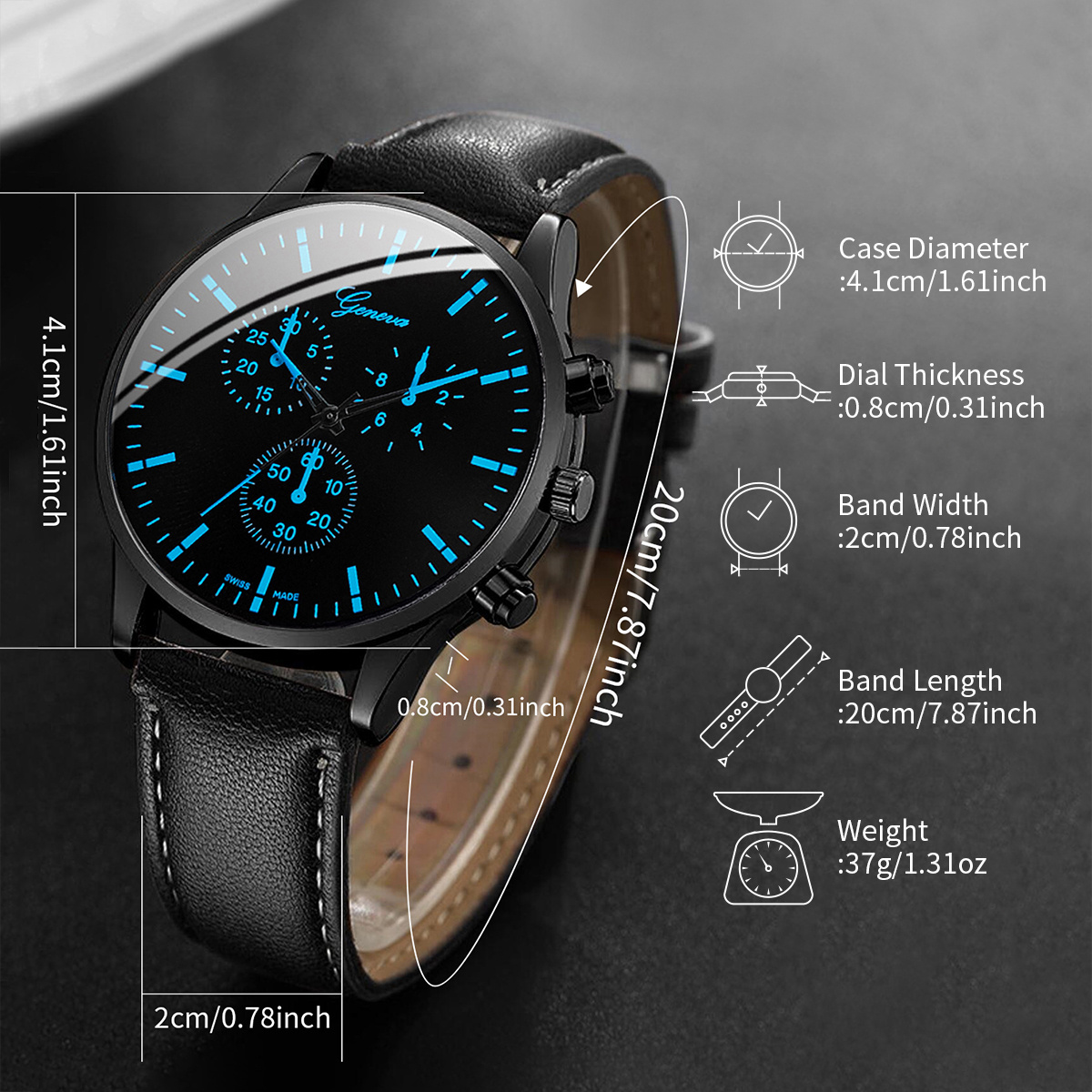 3PCS Fashion Men Business Watc - Leather Watch Band Men ulasan dan harga